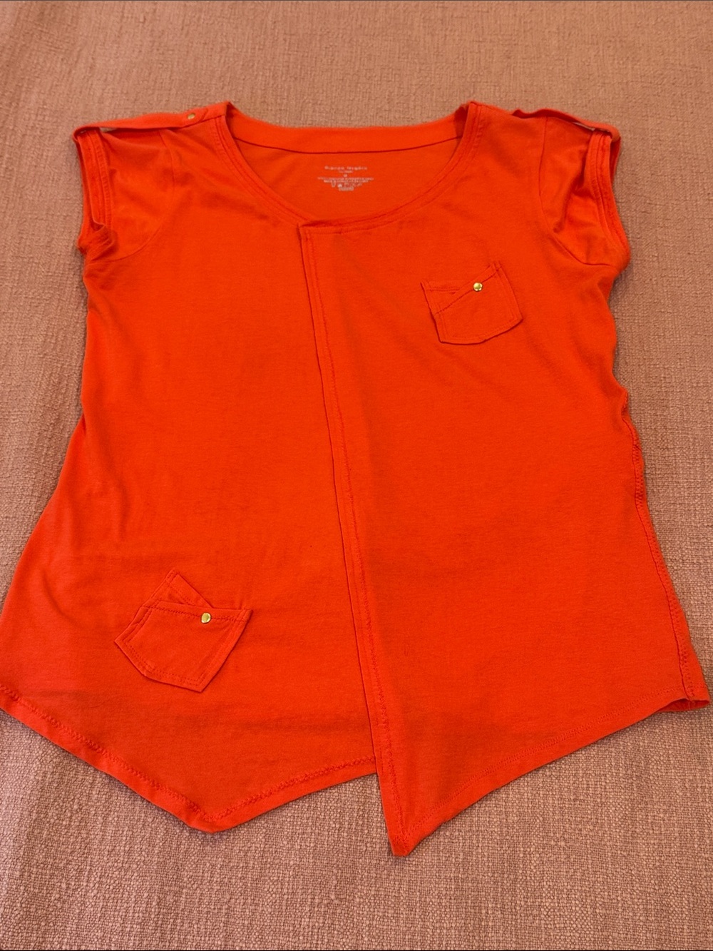 Women’s coral / Orange Asymmetric Blouse with gold tone details
